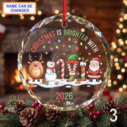 Christmas Glass Ornament, Custom Holiday Keepsake With Snowman, Santa, Reindeer & Stockings, Festive Winter Decor, Personalized Gift - thumbnail 3
