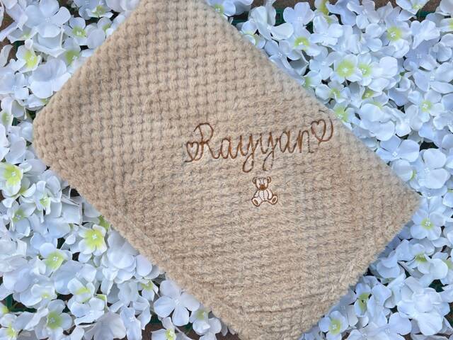 Personalised Baby Blanket Teddy Bear Newborn Gift Baby Shower Embroidered Name