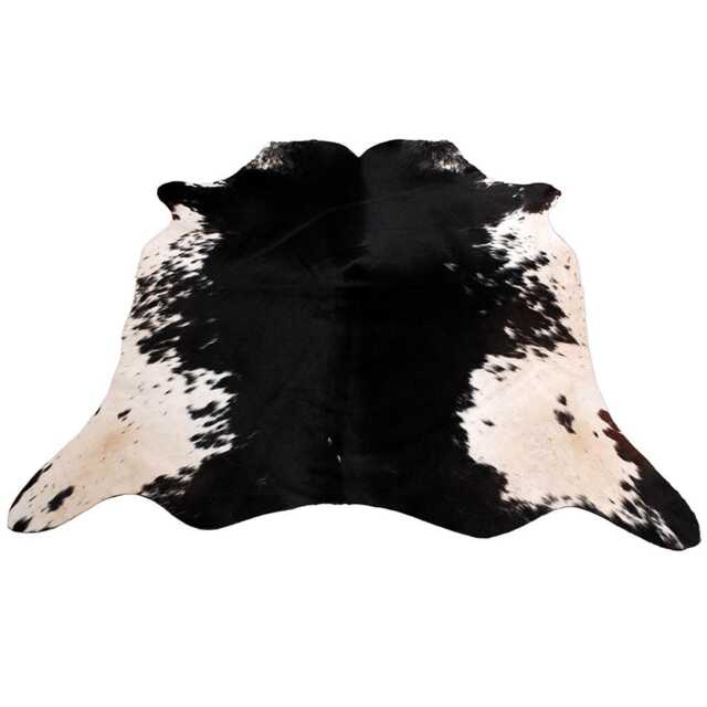 Grey & Black Large Cowhide Rug - Genuine Hair-On Leather Skin For Elegant Home Decor - image 1