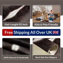 Grey & Black Large Cowhide Rug - Genuine Hair-On Leather Skin For Elegant Home Decor - thumbnail 4