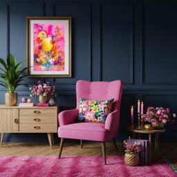 Lemonade Cocktail Wall Art - Bright Floral Abstract Print Hot Pink Maximalist Kitchen Decor Summer Drink Poster For Home - thumbnail 2