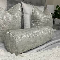 "Luxury Silver Cushion Bolster 16"" X 6" - thumbnail 4