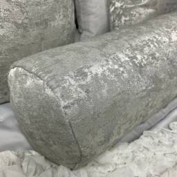 "Luxury Silver Cushion Bolster 16"" X 6" - thumbnail 2