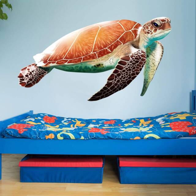 Sea Turtle Vinyl Wall Sticker Decal For Kids Rooms - Ocean Theme Decor Vwaq Na04 - image 1