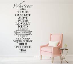 Philippians 48 Bible Verse Vinyl Wall Decal - Christian Home Decor