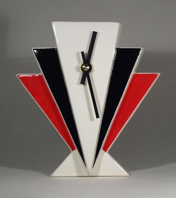 Echo Of Deco British Art Pottery Inspired Manhattan Mantel Clock - image 1