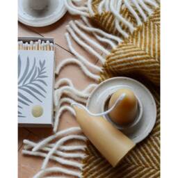 Ceramic Pillar Candle Holder, Candlestick For Stubby Candles, Natural Glaze, Stoneware Clay - thumbnail 2