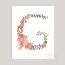 Floral Letter G Art Print - Hand Painted Nursery Decor - thumbnail 2