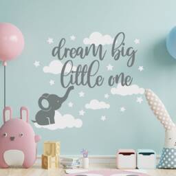 Baby Elephant Wall Decal Kids Room Dream Biglittle One Vinyl Quote Nursery Decor - thumbnail 2