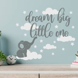 Baby Elephant Wall Decal Kids Room Dream Biglittle One Vinyl Quote Nursery Decor - thumbnail 3