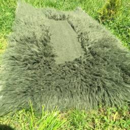 Green Fluffy Wool Rug Ethnic Fireside Throw - 59x31 Inches - thumbnail 2
