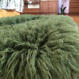 Green Fluffy Wool Rug Ethnic Fireside Throw - 59x31 Inches - thumbnail 3