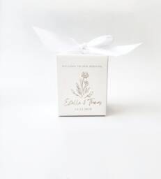 Wedding Candles Wood Wick Bride To Be Engraved Box With Bow Candle Gift For Guests - thumbnail 1