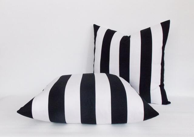 Black & White Striped Pillow Cover Set Cotton Canvas Throw - image 1