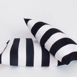 Black & White Striped Pillow Cover Set Cotton Canvas Throw - thumbnail 2