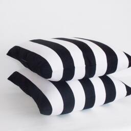 Black & White Striped Pillow Cover Set Cotton Canvas Throw - thumbnail 4