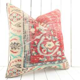 Vintage Anatolian Kilim Pillow Cover 24x24 Turkish Throw - thumbnail 3