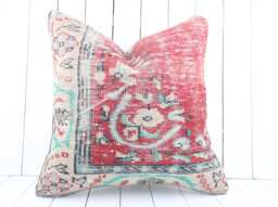 Vintage Anatolian Kilim Pillow Cover 24x24 Turkish Throw - thumbnail 1