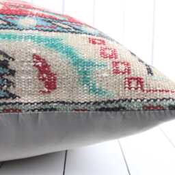 Vintage Anatolian Kilim Pillow Cover 24x24 Turkish Throw - thumbnail 4
