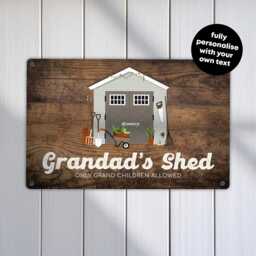 Personalised Grandads Shed Sign Custom Metal Wall Art Rustic Garden Decoration Outdoor Plaque - thumbnail 1