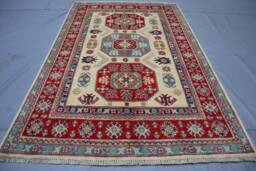 4x6 Beige Kazak Rug - Tribal Afghan Hand Knotted Natural Dyes Wool Geometric Rugs For Living Room Bedroom Carpet Oriental Area - thumbnail 1