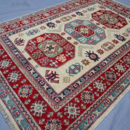 4x6 Beige Kazak Rug - Tribal Afghan Hand Knotted Natural Dyes Wool Geometric Rugs For Living Room Bedroom Carpet Oriental Area - thumbnail 2
