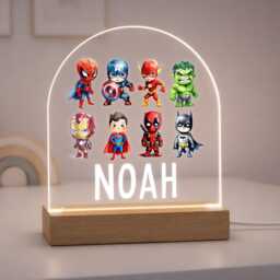 Personalised Led Superhero Lamp, Kids Night Light Gift, Hero Light, Baby Boy Birthday Gifts For Kids, Bedroom Nursery - thumbnail 4