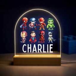 Personalised Led Superhero Lamp, Kids Night Light Gift, Hero Light, Baby Boy Birthday Gifts For Kids, Bedroom Nursery