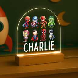 Personalised Led Superhero Lamp, Kids Night Light Gift, Hero Light, Baby Boy Birthday Gifts For Kids, Bedroom Nursery - thumbnail 2