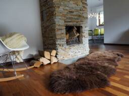 "Natural Brown Double Sheepskin Rug, Genuine Leather Wool Carpet, Cozy Decorative Throw 79"" X 30"