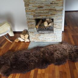 "Natural Brown Double Sheepskin Rug, Genuine Leather Wool Carpet, Cozy Decorative Throw 79"" X 30" - thumbnail 4