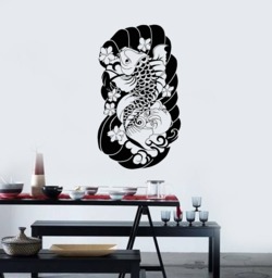 Koi Fish Vinyl Wall Decal Japanese Zen Art Decor 2589Di - thumbnail 1