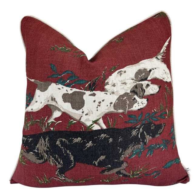 Schumacher Luxury Designer Pointers Burgundy Cushion Pillow Cover - image 1