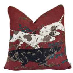 Schumacher Luxury Designer Pointers Burgundy Cushion Pillow Cover - thumbnail 1