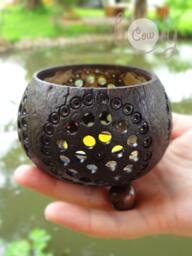 Beautiful Handmade Coconut Shell Candle Holders - thumbnail 2