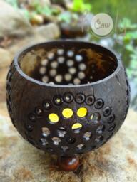Beautiful Handmade Coconut Shell Candle Holders - thumbnail 3