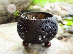 Beautiful Handmade Coconut Shell Candle Holders - thumbnail 1