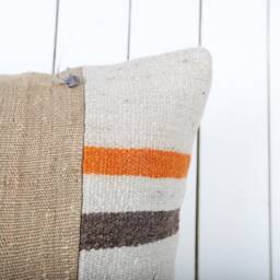 Turkish Kilim Pillow Cover Handmade Anatolian Throw - 24x24 Inch - thumbnail 3