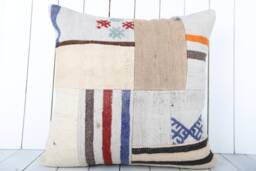 Turkish Kilim Pillow Cover Handmade Anatolian Throw - 24x24 Inch - thumbnail 1