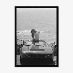 Vintage Classic Sports Car Girl Print, Luxury Woman, Fine Art Photography Wall Art, Museum Quality Black & White Poster - thumbnail 3