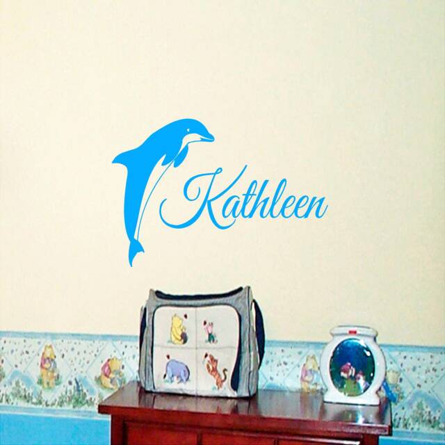 Personalized Dolphin Name Vinyl Wall Decal Nursery Decor - image 1