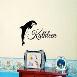 Personalized Dolphin Name Vinyl Wall Decal Nursery Decor - thumbnail 3