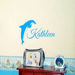 Personalized Dolphin Name Vinyl Wall Decal Nursery Decor - thumbnail 1