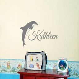 Personalized Dolphin Name Vinyl Wall Decal Nursery Decor - thumbnail 2