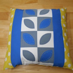 Unique Pieced Pillow in Yellow, Blue, & White - thumbnail 2