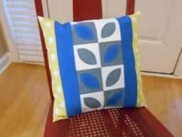 Unique Pieced Pillow in Yellow, Blue, & White - thumbnail 1