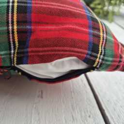 Merry Christmas Royal Stewart Plaid Pillow Cover, Farmhouse Tartan Sham, Red Pillow, Christmas Embroidery Decor - thumbnail 4