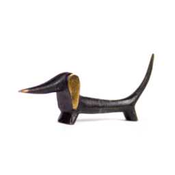 Walter Bosse Dachshund Figurine - Vintage Mid Century Brass Figurine, Bronze Dog Weiner Lover, Sausage Gift, Miniature - thumbnail 3