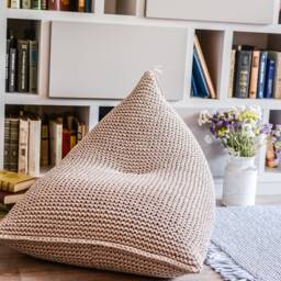 Floor Cushion, Beige Pillow, Chair Throw Cushion Sofa, With Back - thumbnail 3