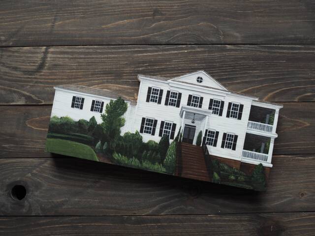 House Portrait -Personalised Gift - Hand Painted Wooden House Miniature Houses, Hand Personalized - image 1
